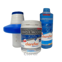 combo 11 promo cloro pastillas triple accion clarificador y boya satelite clorotec