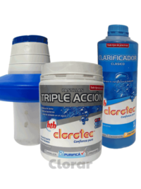 combo 11 promo cloro pastillas triple accion clarificador y boya satelite clorotec