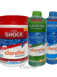 combo 2 cloro shock alguicida clarificador clorotec